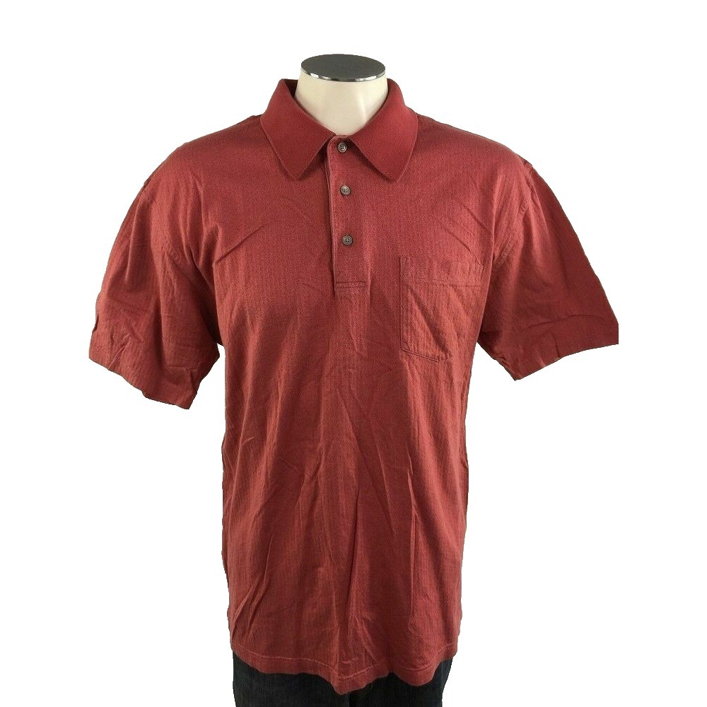 Pendleton‎ Polo Shirt L Red Geometric Shapes Short Sleeve Mens Golf